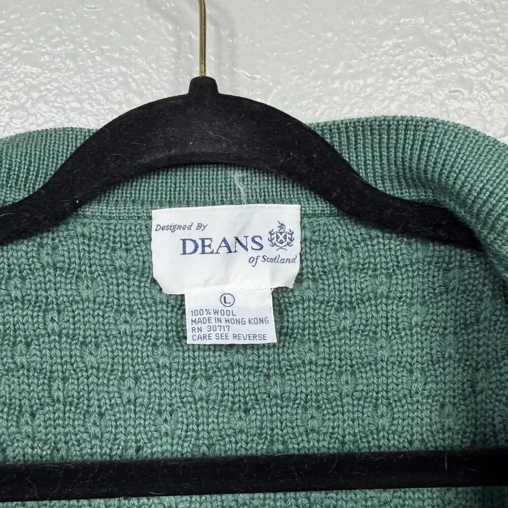 Deans Of Scotland Women’s Green 100% Wool Cardigan / Size-Large - Picture 8 of 11